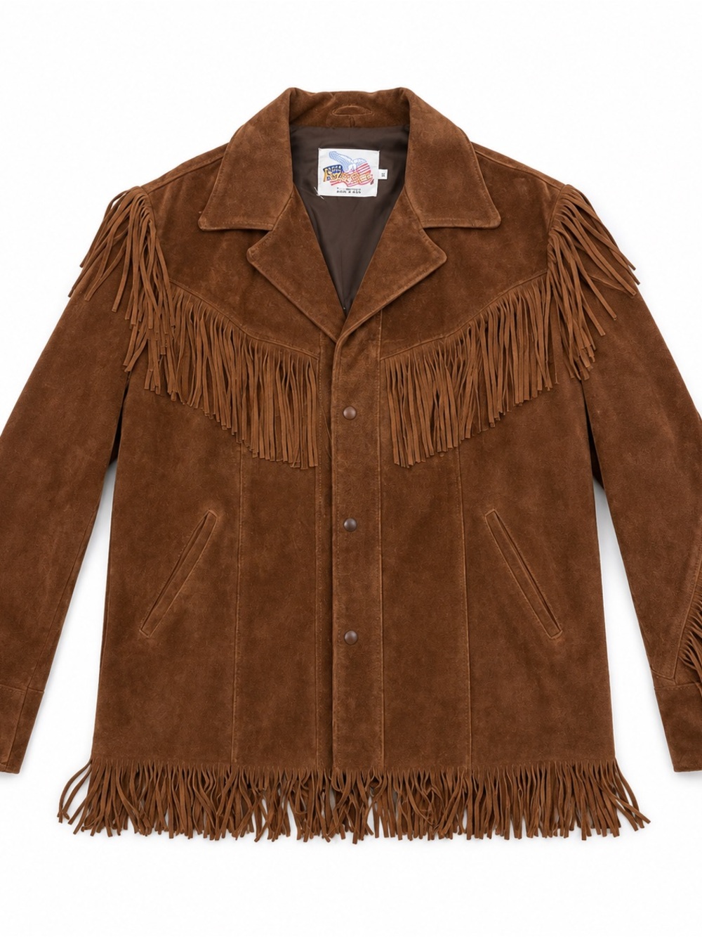 Vintage Excelled Brown Suede Leather Fringe Western Jacket Men’s L Made USA